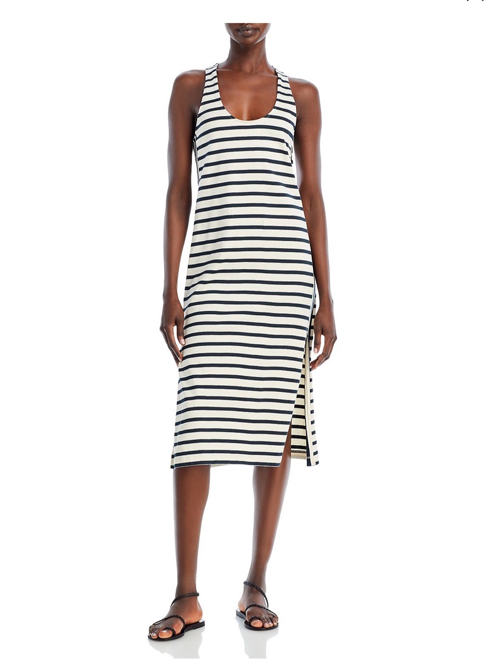 rag & bone Bardot Black and White Striped midi Tank Dress